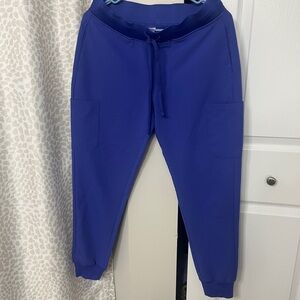 Blue Scrub Jogger Pants with Drawstring